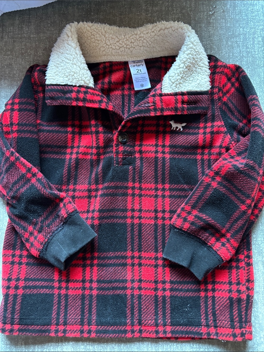 Carter's Red and Black Plaid Sherpa Collar Pullover